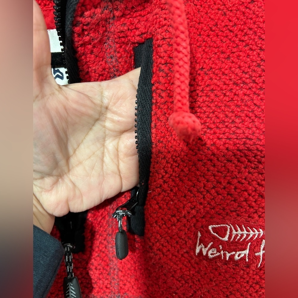 Weird fish Red texture fleece 1/4 zip Jacket size L - Picture 4 of 10